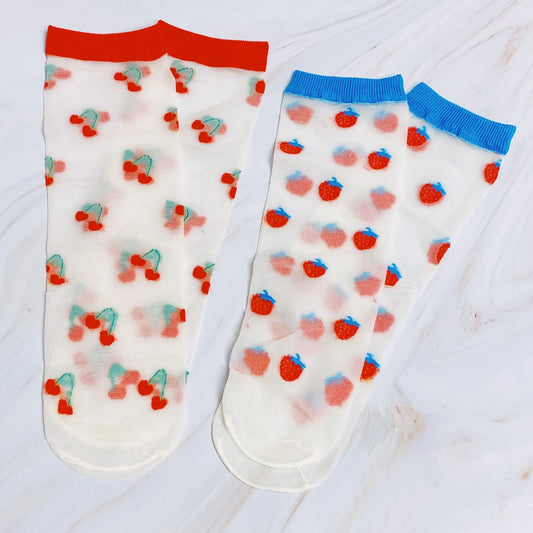 SWEET AND FRUITY SHEER SOCKS - 2 COLORS