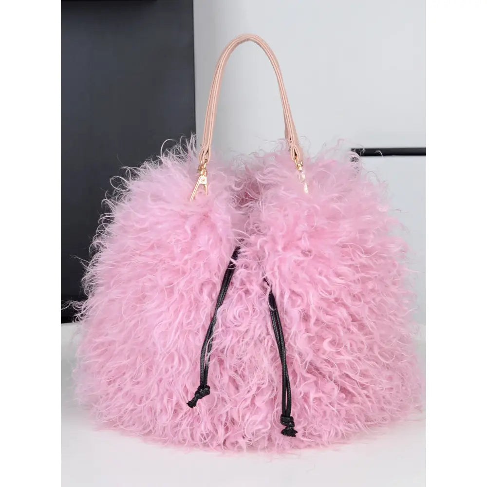 FAUX MONGOLIAN FUR HANDBAG - 2 COLORS