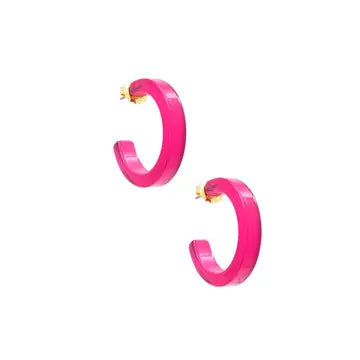 SMALL RESIN OPEN HOOP EARRINGS - MULTIPLE COLORS