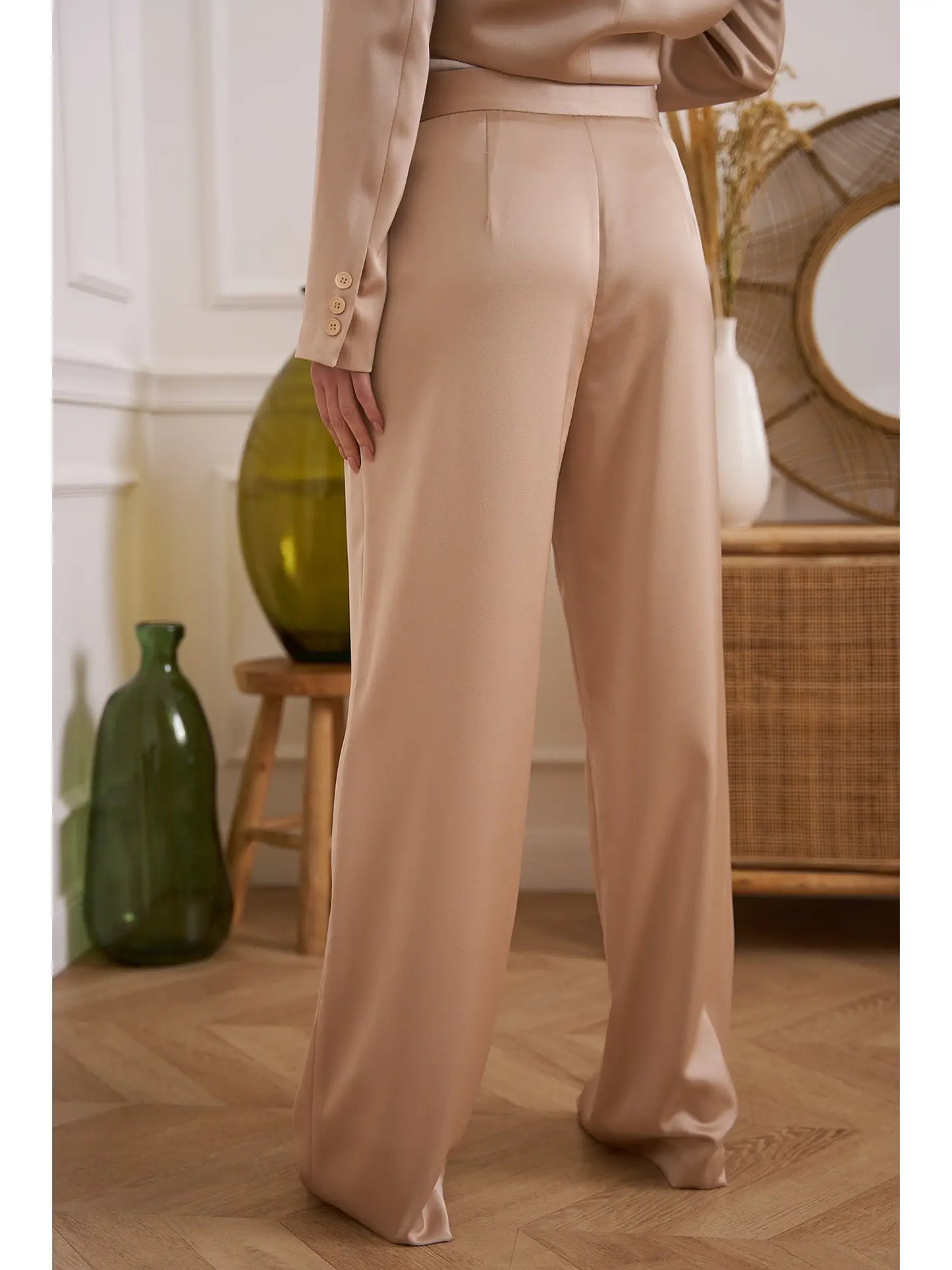 CREAM SATIN TROUSERS