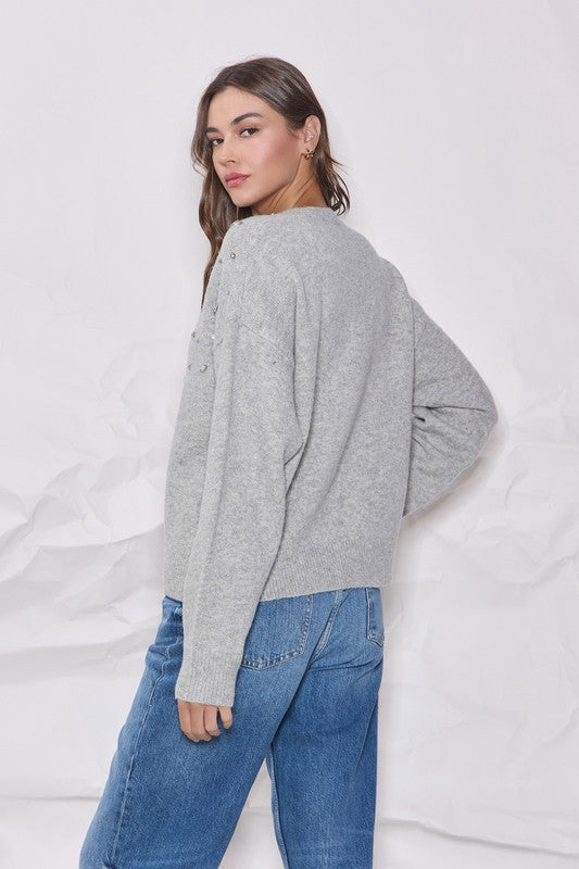 REBECCA GREY RHINESTONE SWEATER