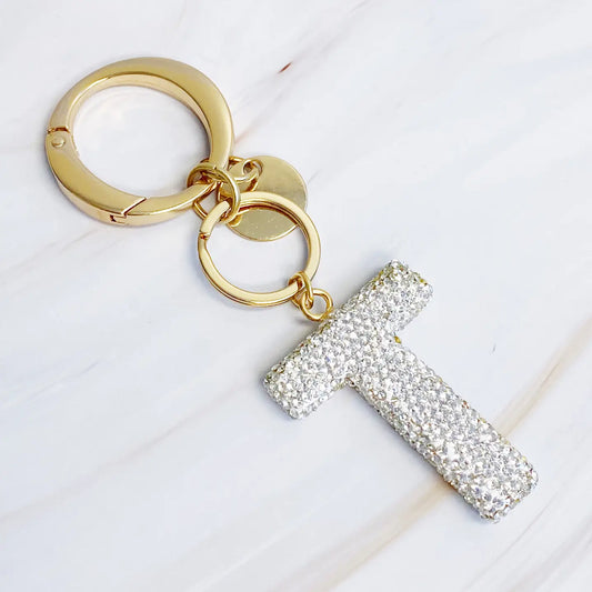 GIRL GLAM INITIAL BAG CHARM KEYCHAIN