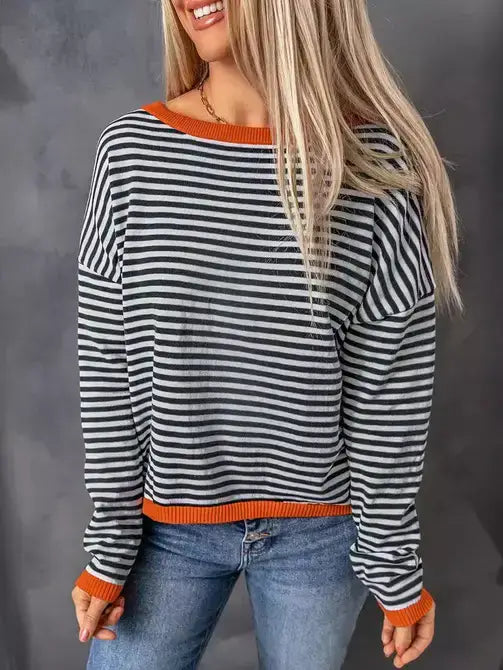 STRIPED LIGHTWEIGHT SWEATER - 2 COLORS