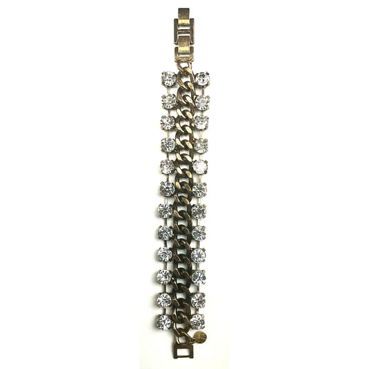 CURB CHAIN BRACELET WITH RHINESTONES