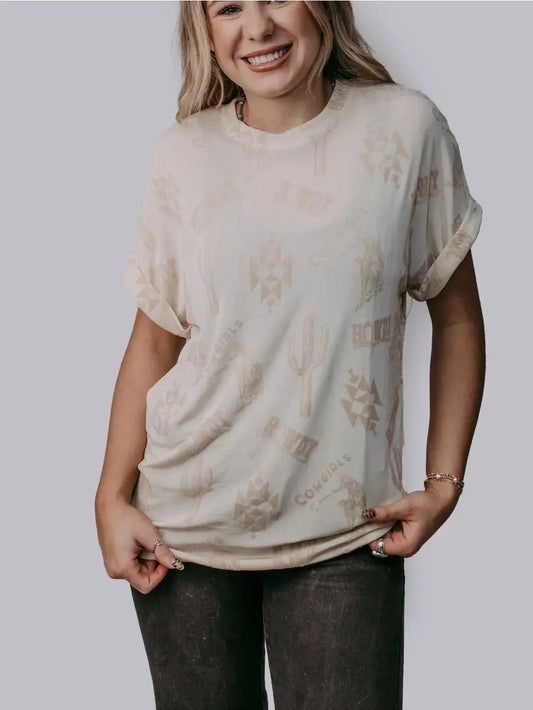GLAM IT UP WESTERN PRINT TOP