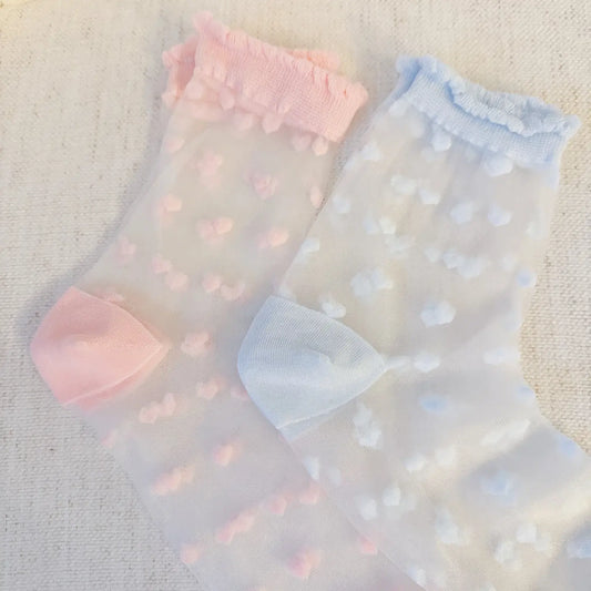 SWEET HEART SHEER SOCKS - 2 COLORS
