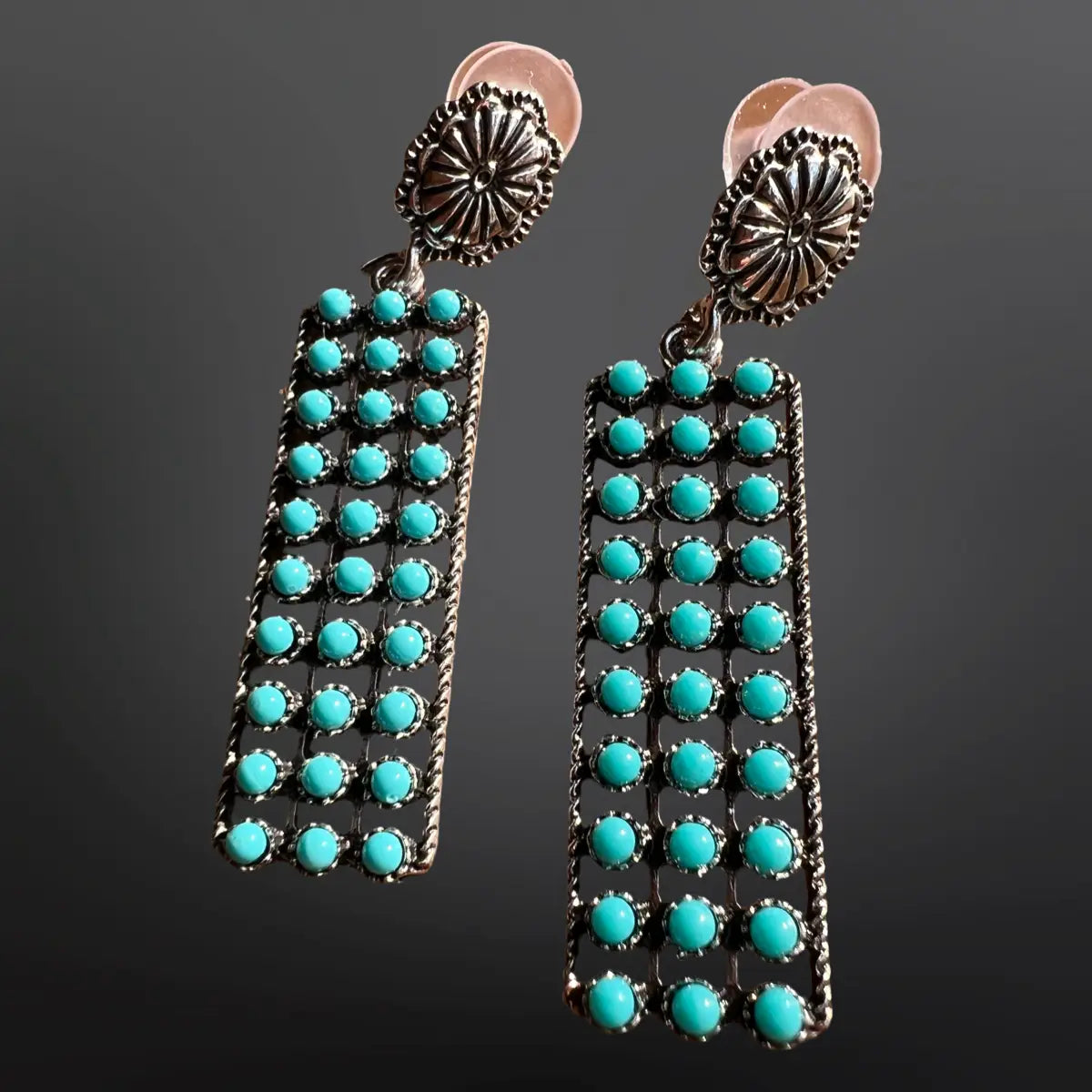 Southwestern Zuni Style Turquoise Earrings