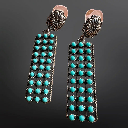 Southwestern Zuni Style Turquoise Earrings