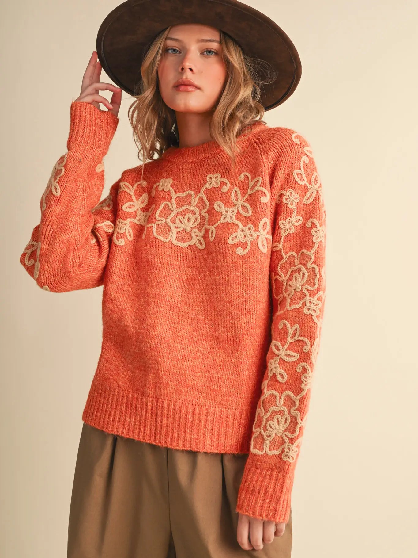 FLORAL EMBROIDERED SWEATER