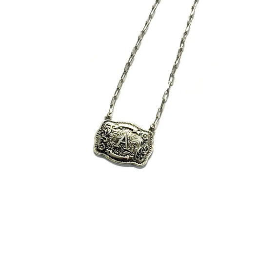 WESTERN BUCKLE INITIAL NECKLACE