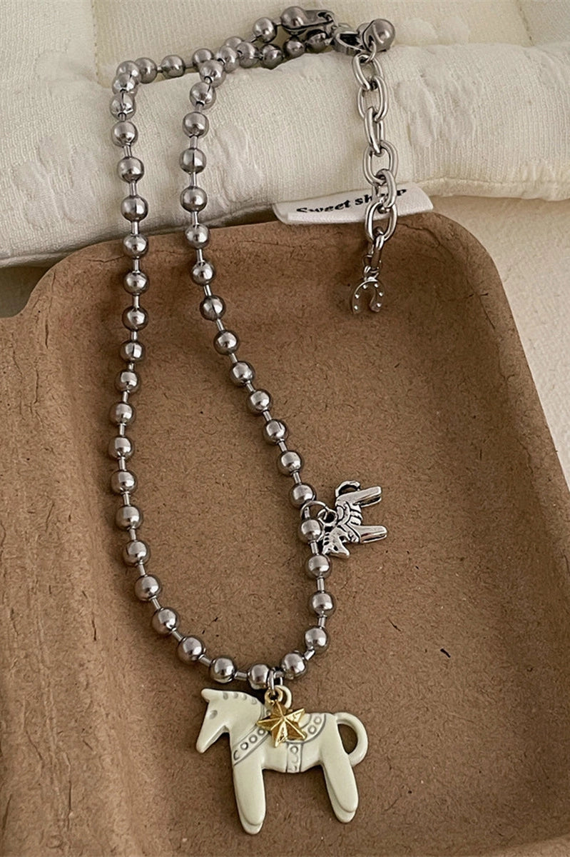 HORSE CHARM NECKLACE - 3 COLORS
