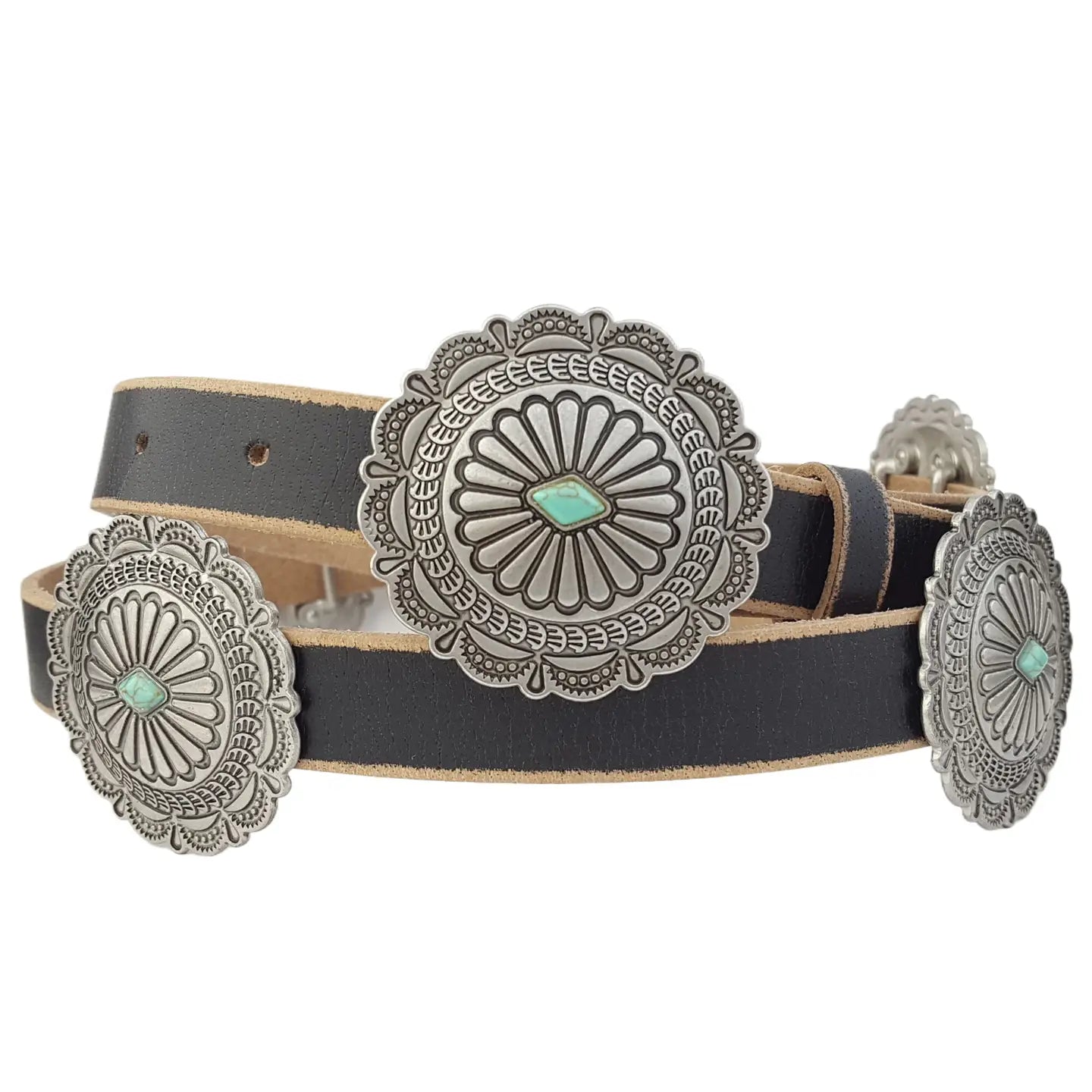 WESTERN DISTRESSED LEATHER CONCHO BELT