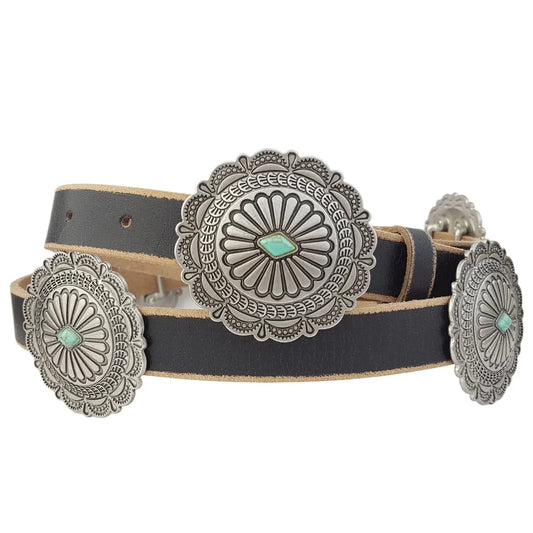 WESTERN DISTRESSED LEATHER CONCHO BELT