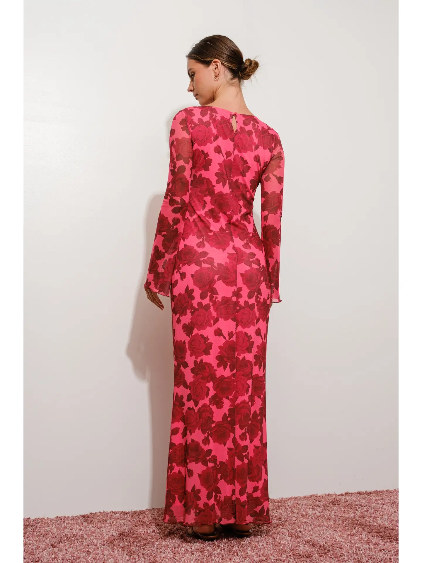 FLORAL MESH MAXI DRESS