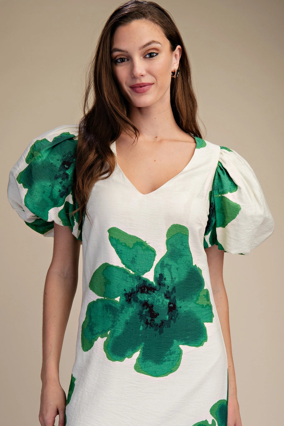 FLORAL PUFF SLEEVE MAXI DRESS - 2 COLORS