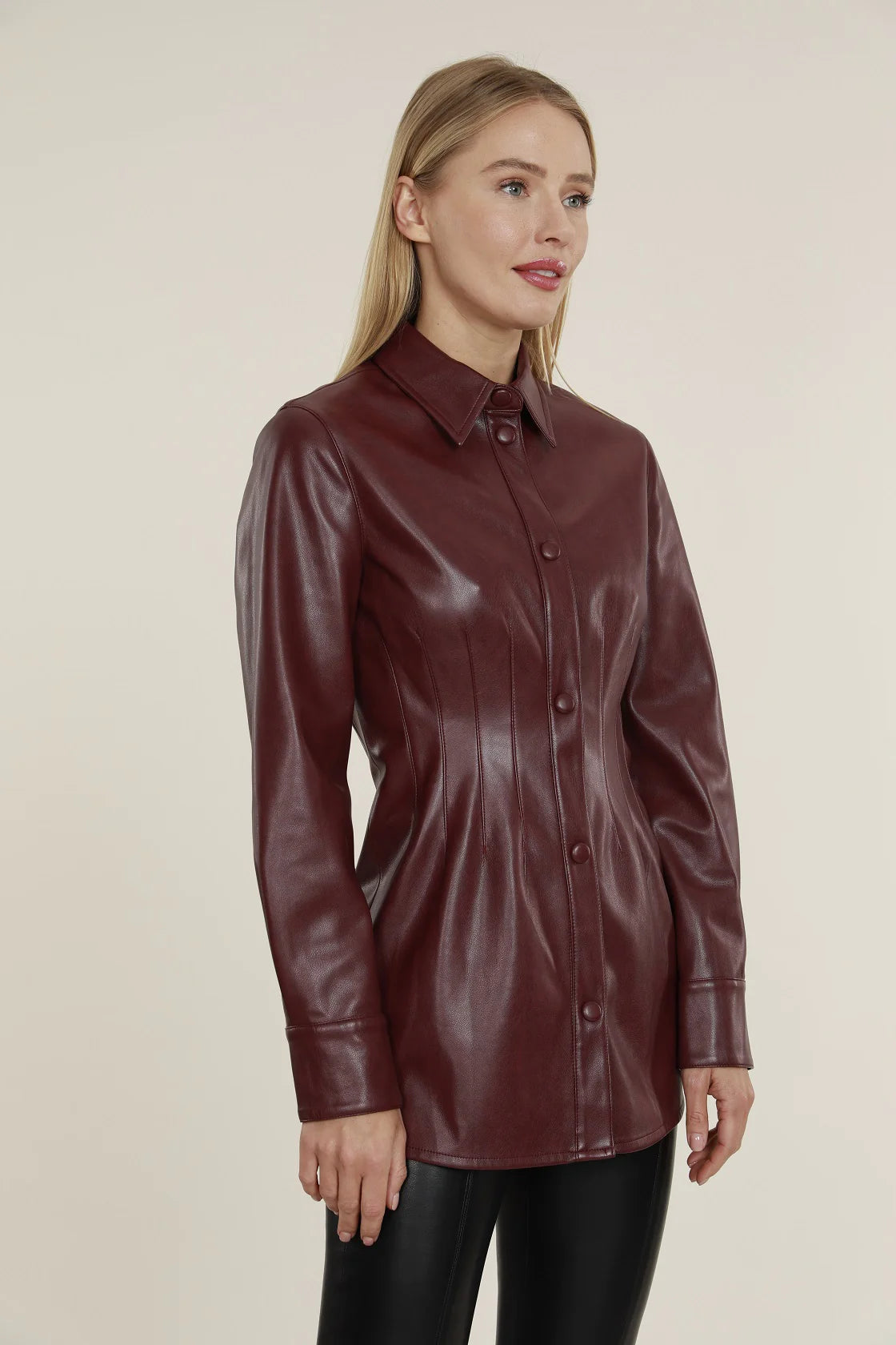 DOLCE CABO WINE COLORED VEGAN LEATHER TOP