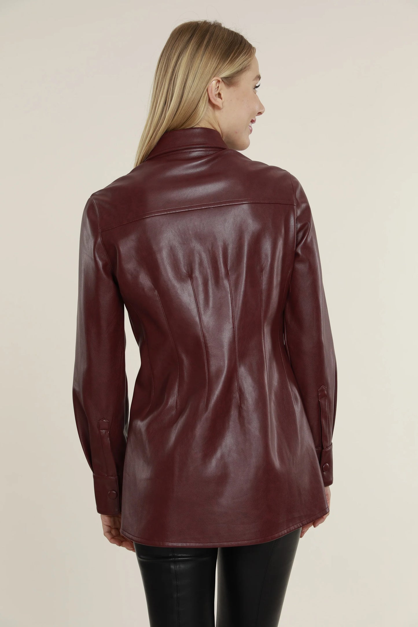 DOLCE CABO WINE COLORED VEGAN LEATHER TOP