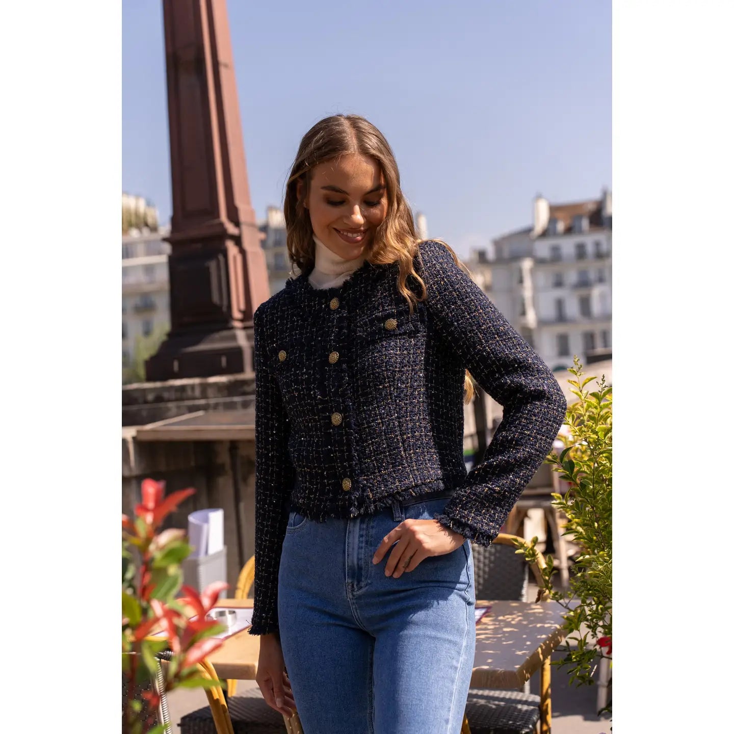 SHORT NAVY TWEED JACKET