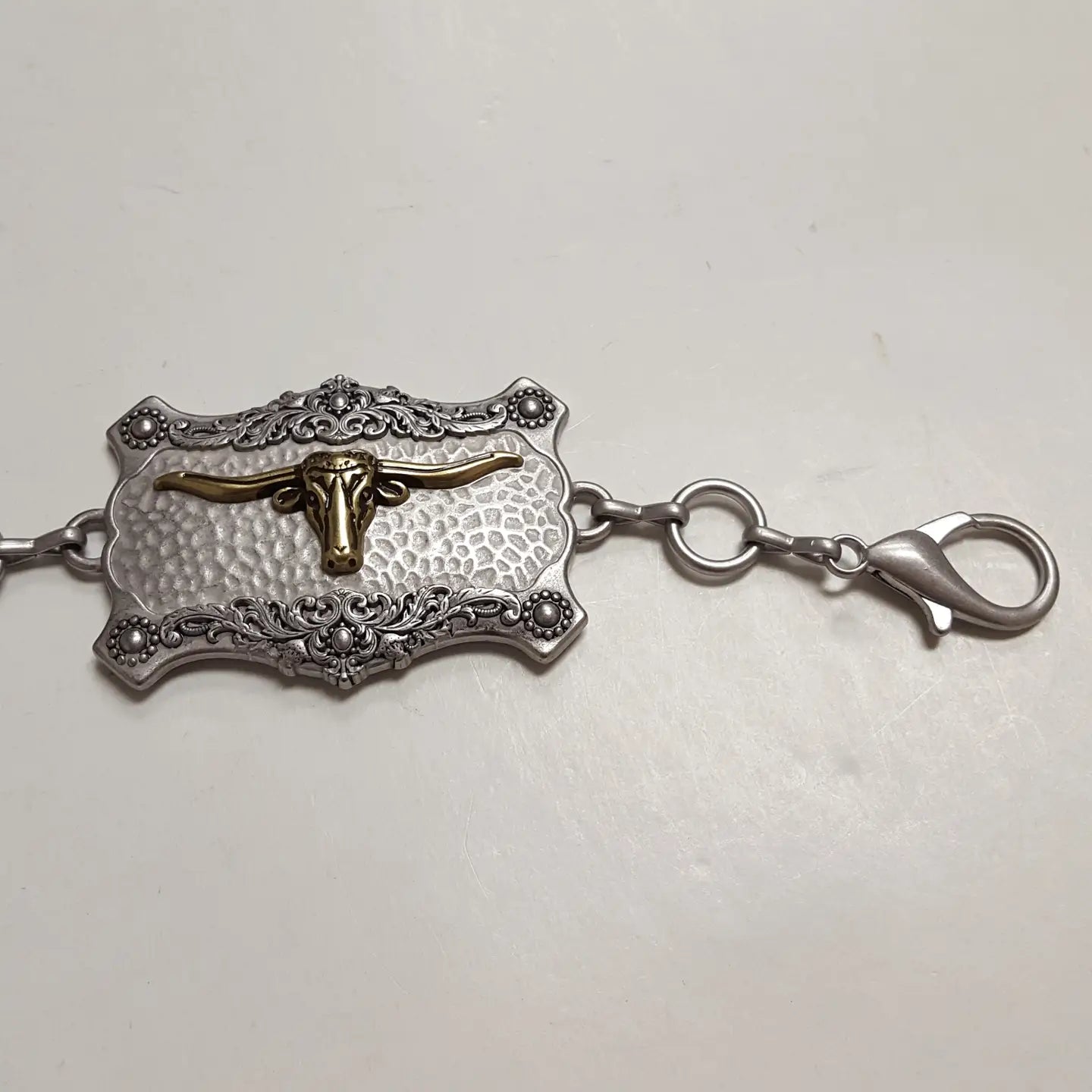 WESTERN LONG HORN CONCHO METAL CHAIN SILVER/BRASS