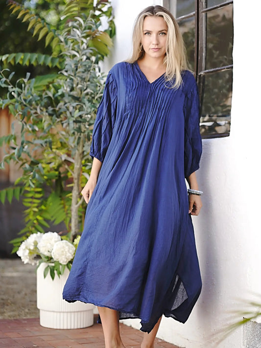 NAVY LINEN DRESS