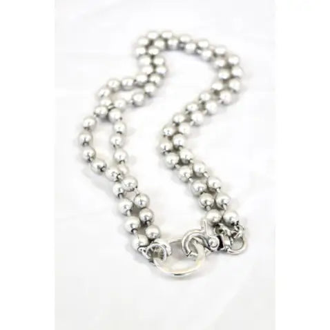 CONVERTIBLE SHORT OR LONG BALL CHAIN NECKLACE IN SILVER
