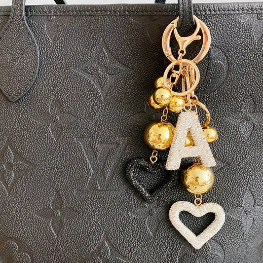 GIRL GLAM INITIAL BAG CHARM KEYCHAIN