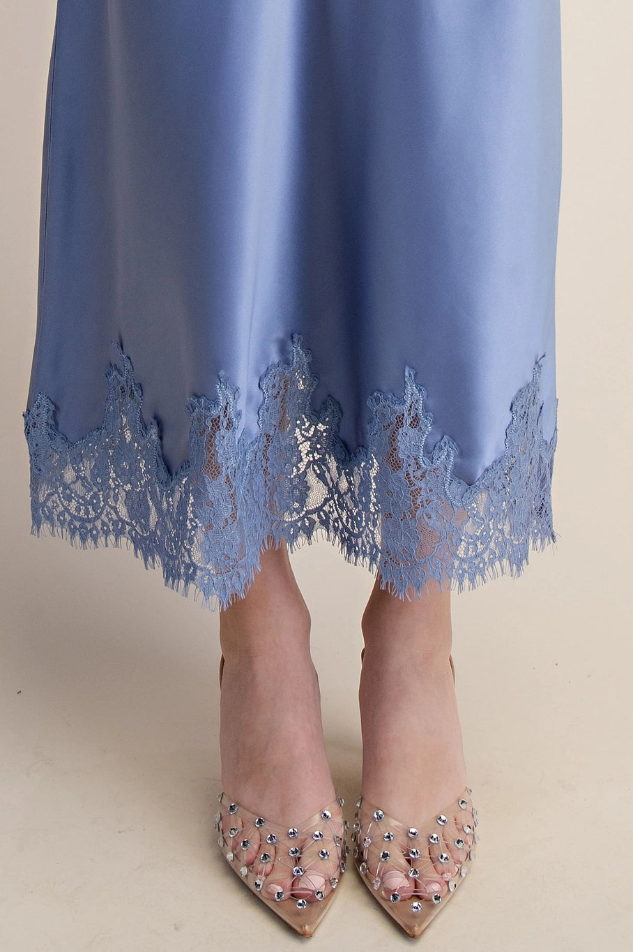 ELEGANT HIGH WAIST LACE AND SATIN SKIRT