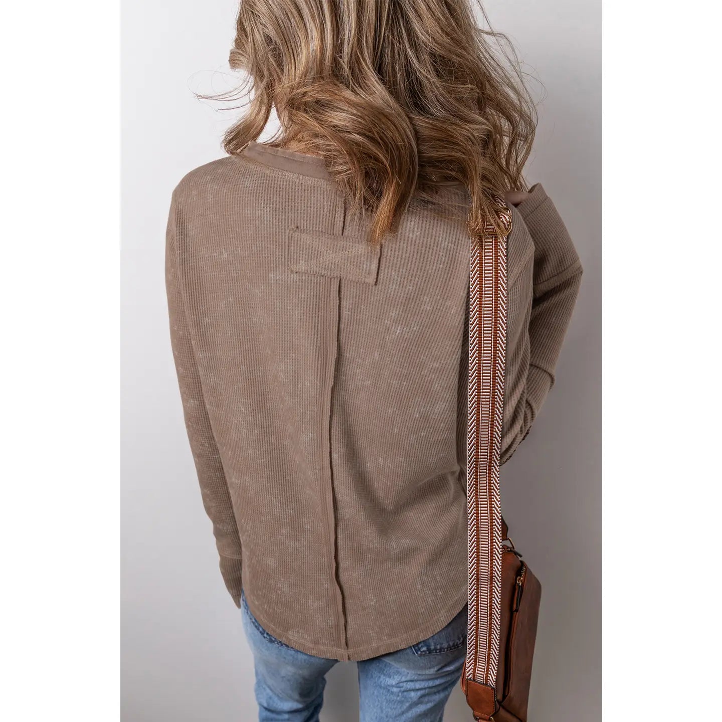 LONG SLEEVE HENLEY IN COFFEE