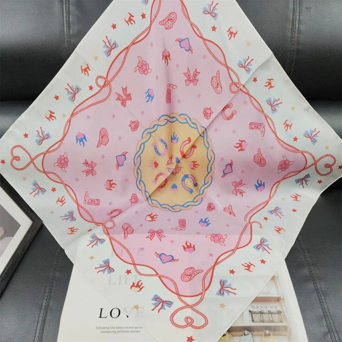 PINK SATIN SCARF - 2 PATTERNS