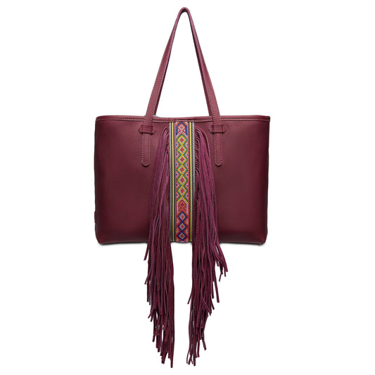 PLUM BREEZY FRINGE PURSE BY CONSUELA