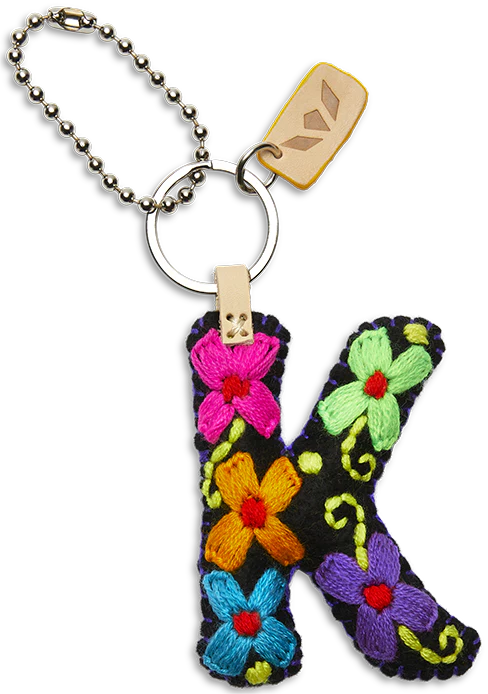 BLACK FELT INITIAL BAG CHARM BY CONSUELA