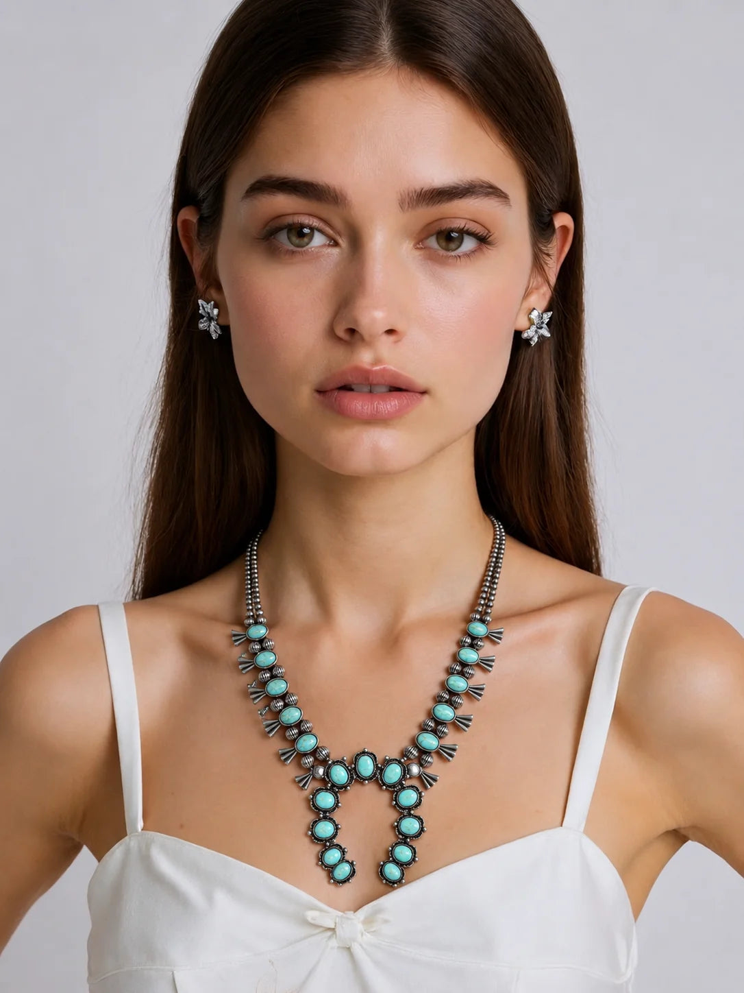 BEAUTIFUL LIGHT BLUE TURQUOISE SQUASH BLOSSOM