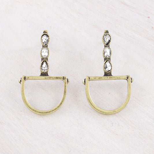 WESTERN STIRRUP WITH CLEAR STONE EARRINGS