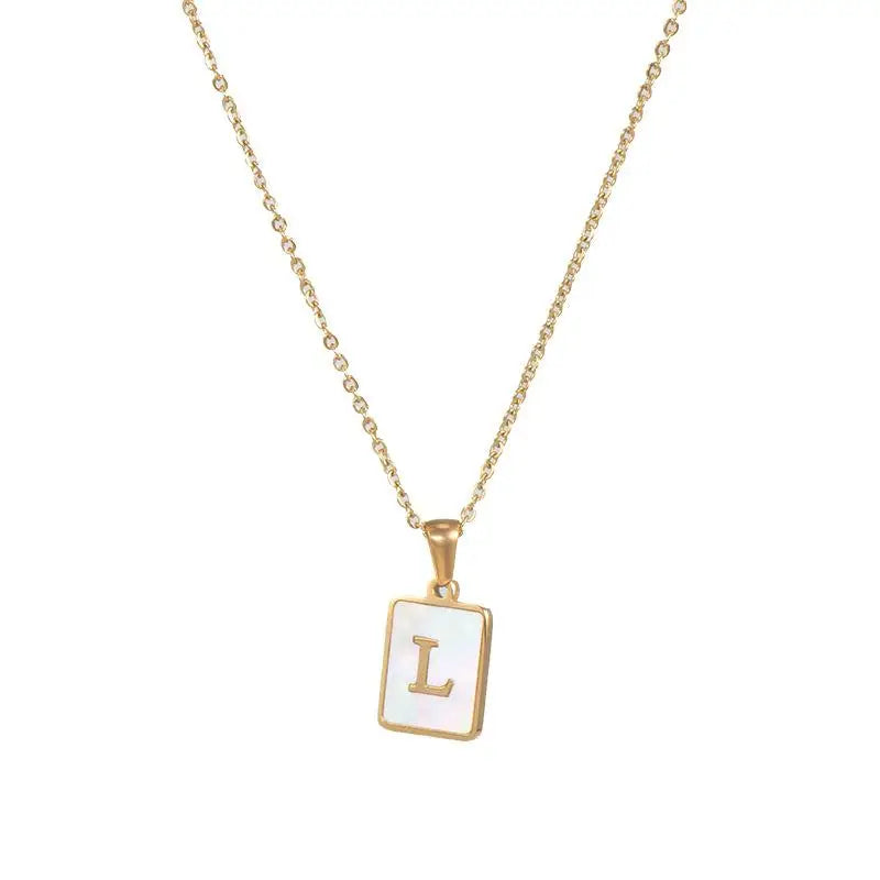 SQUARE INITIAL GOLD NECKLACES