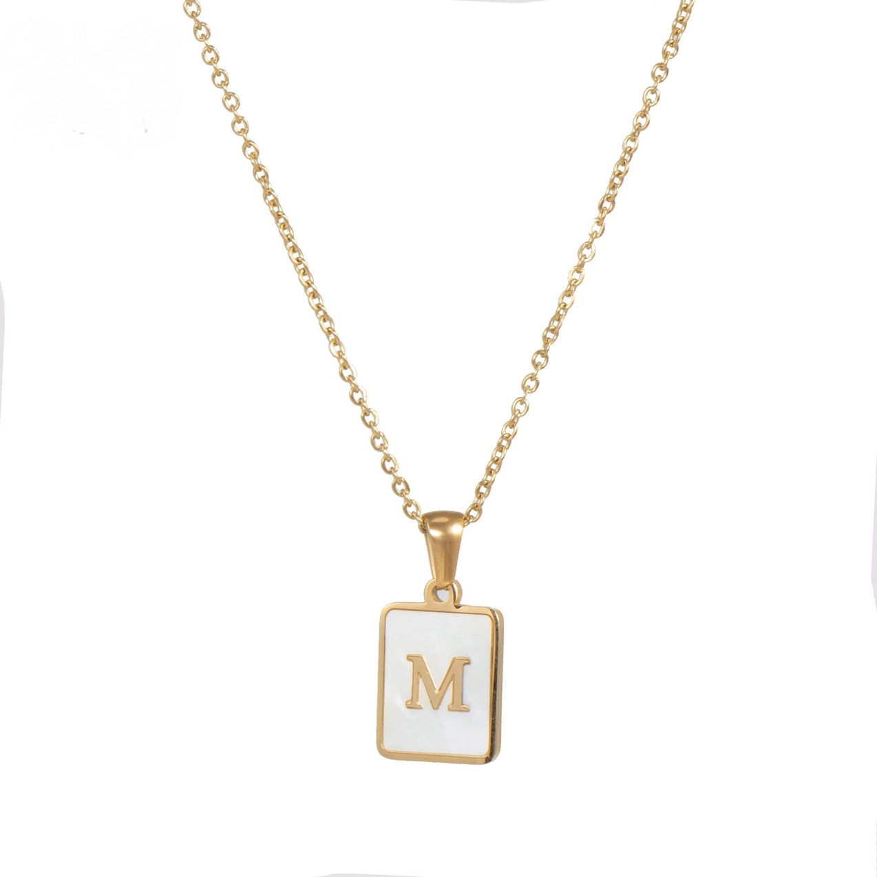 SQUARE INITIAL GOLD NECKLACES