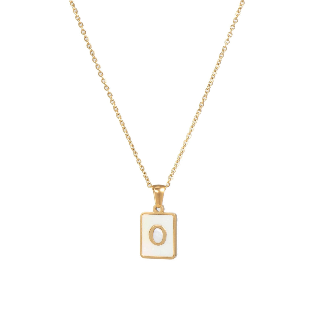 SQUARE INITIAL GOLD NECKLACES