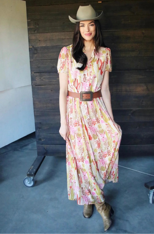 CACTI SHORT SLEEVE MAXI DRESS