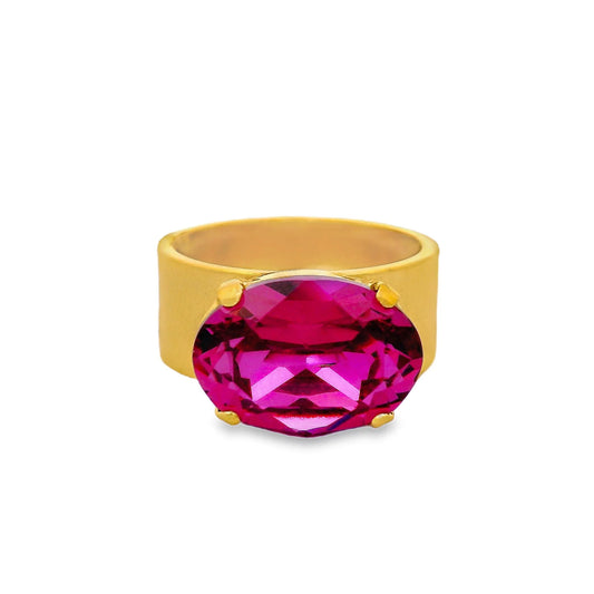 SOLITAIRE OVAL RING IN DARK ROSE BY TOVA