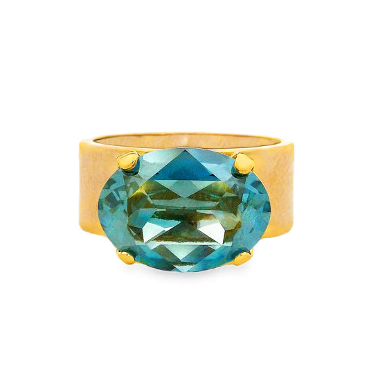 SOLITAIRE OVAL RING IN AQUA CHAMPAGNE