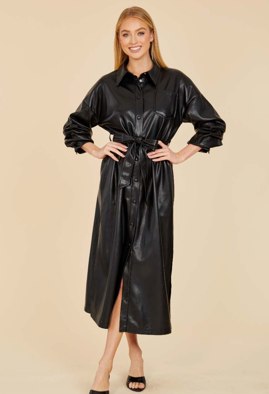 DOLCE CABO VEGAN LEATHER MAXI DRESS