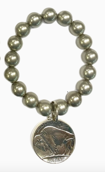 NAVAJO PEARL BRACELET WITH COIN PENDANT