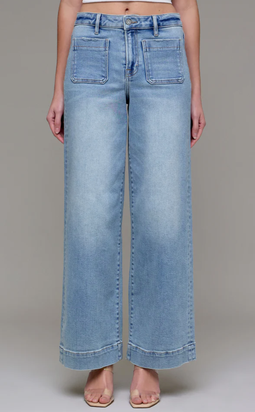 WIDE LEG FRONT POCKET JEANS BY HIDDEN