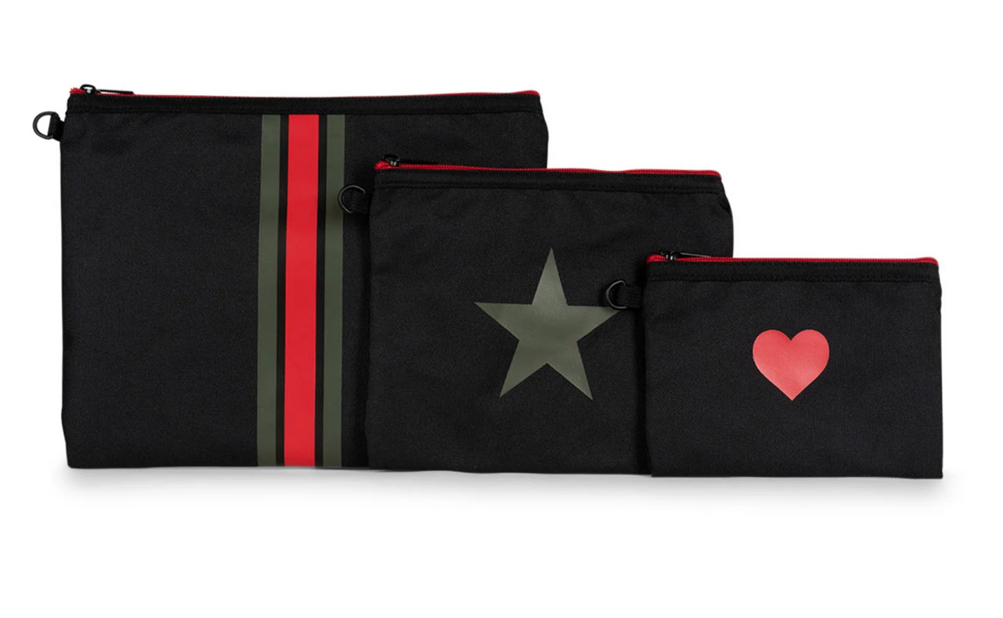 NYLON BAGS BLACK WITH RED STRIPE