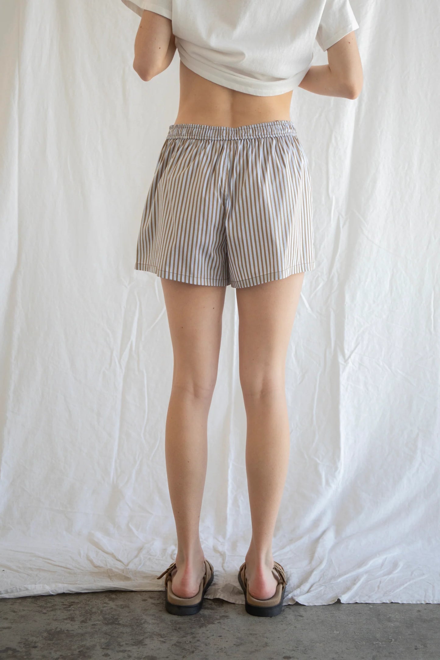 POPLIN BROWN STRIPPED BOXERS