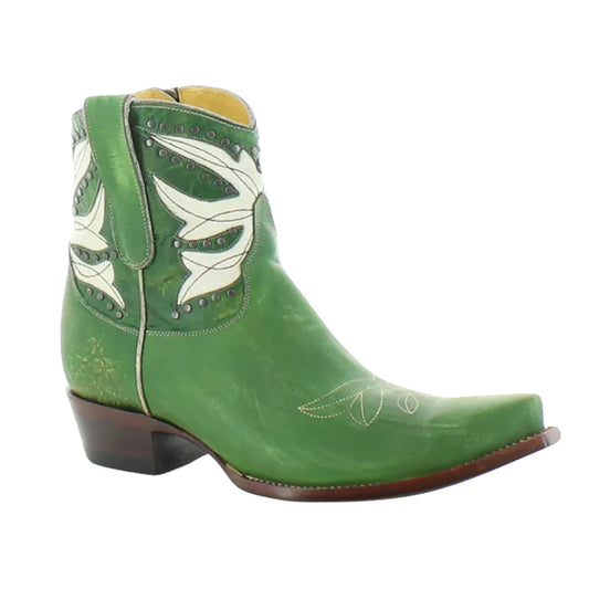 OLD GRINGO YIPPEE KI YAY AMITY GREEN CRACKLED WHITE WOMEN'S SHORTY BOOTS