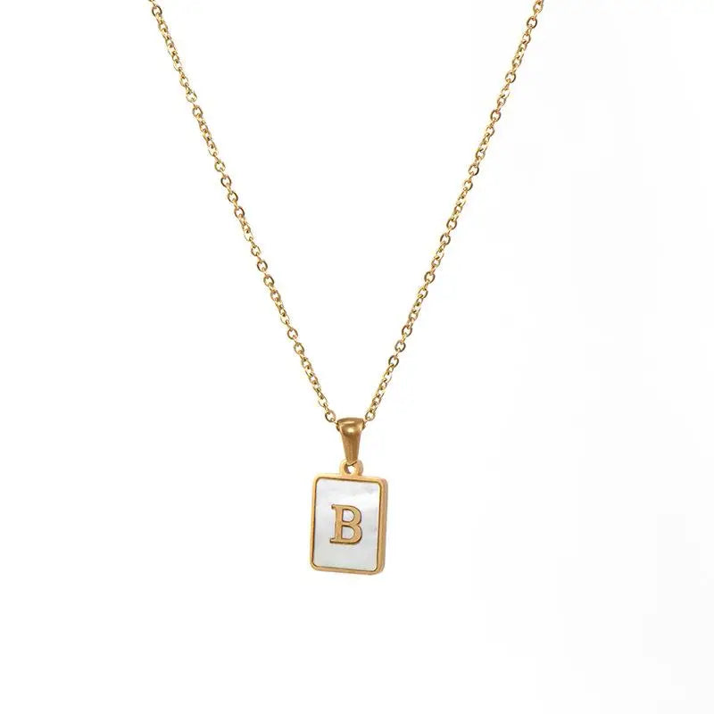 SQUARE INITIAL GOLD NECKLACES