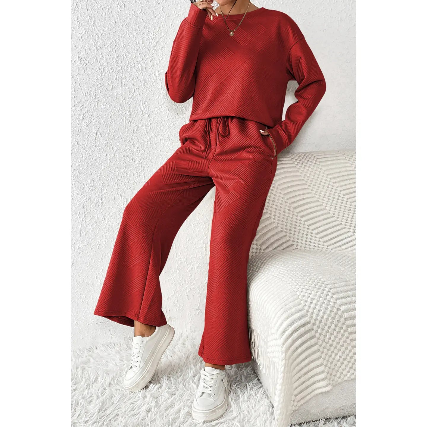 2 PIECE LOUNGEWEAR IN RED DAHLIA