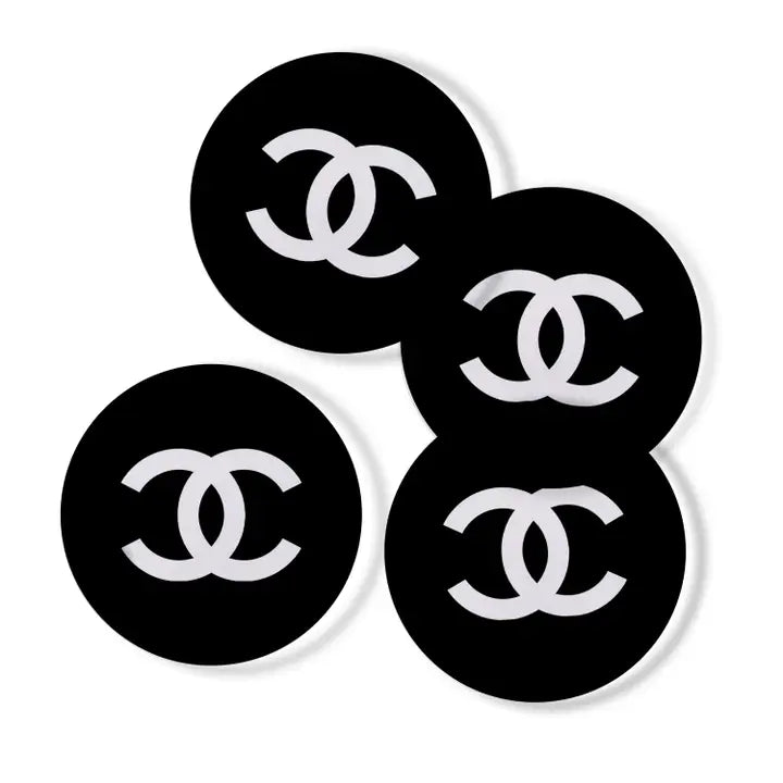 CC BLACK GLASS COASTERS