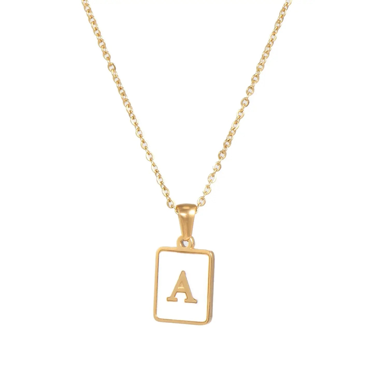 SQUARE INITIAL GOLD NECKLACES