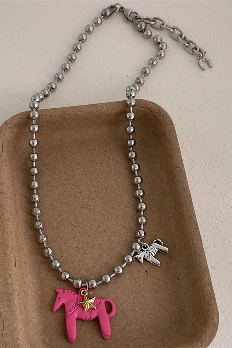 HORSE CHARM NECKLACE - 3 COLORS